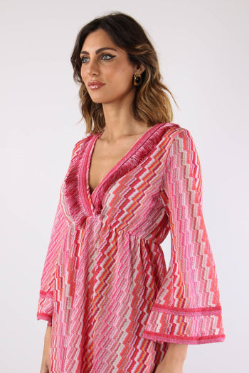 Abito Corto Frange Electric Fuxia - 8