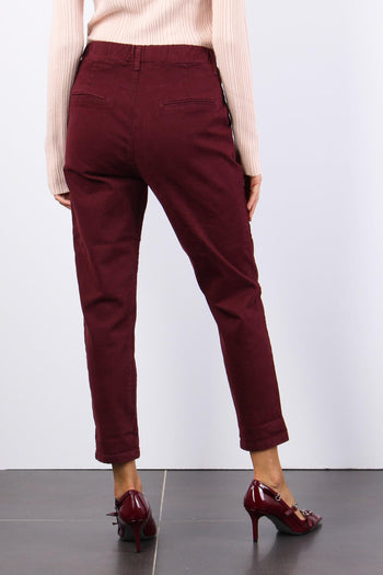 Pantalone Gabardina Elastico Bordeaux - 4