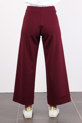 Pantalone Cropped Risvolto Bordeaux - 4