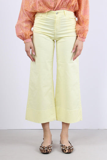Pantalone Cropped Orlo Alto Giallo - 2