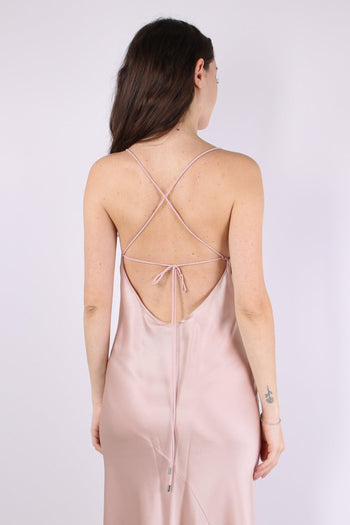 Farro Abito Scavo Dietro Satin Rosa Mogano - 7
