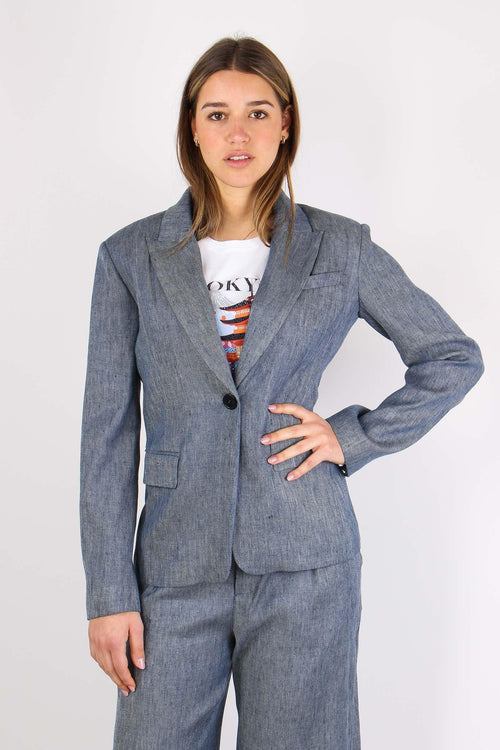 Giacca Fittata Chambry Denim Blue Dark