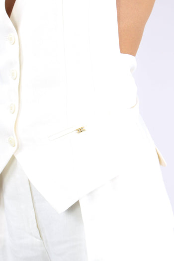 Gilet Misto Lino Avorio - 6