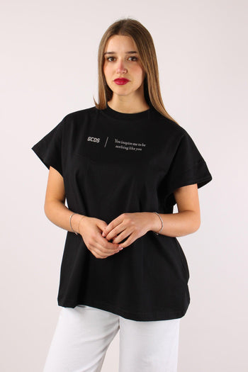 T-shirt Over Scritta Black/white - 4