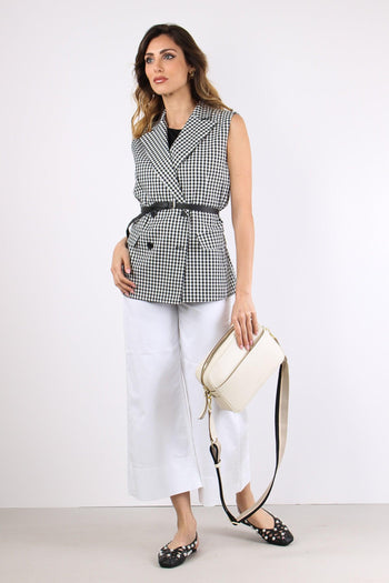 Pantalone Cropped Orlo Alto Bianco - 5