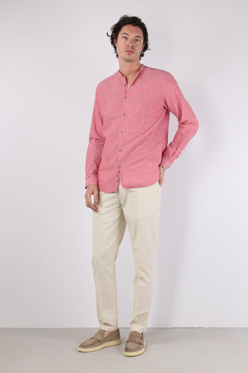 Camicia Lino Coreana Corallo - 4