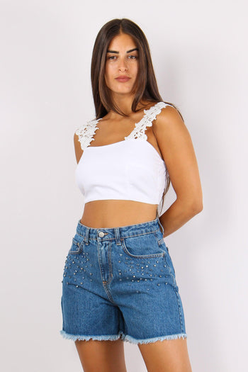 Short Denim Strass Borchie Denim - 2