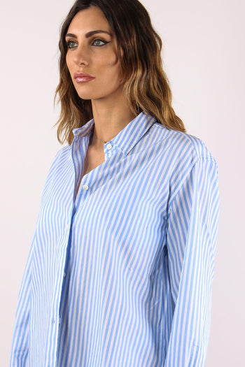 Camicia Slim Riga Ricamo Schiena Bianco/azzurro - 9