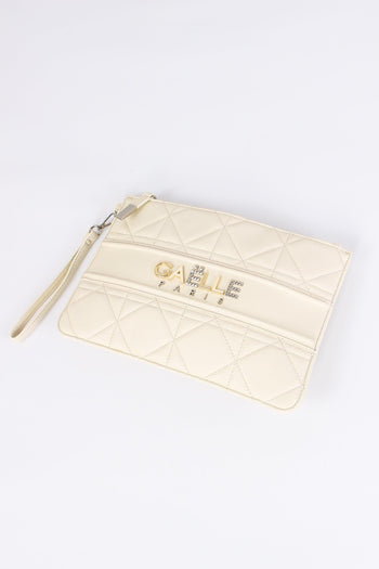 Pochette Trapunta Logo Strass Bianco - 5