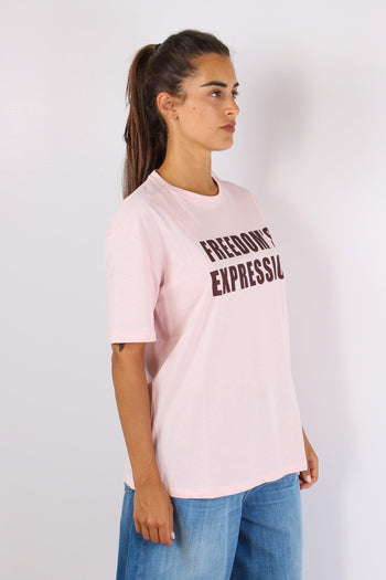 T-shirt Scritta Freedom Rosa - 6