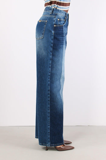 Jeans Banda Contrasto Blu - 6