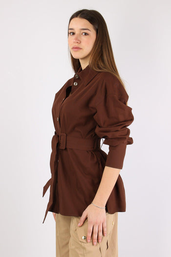 Cheryl Giacca Cintura Cotone Marrone - 5