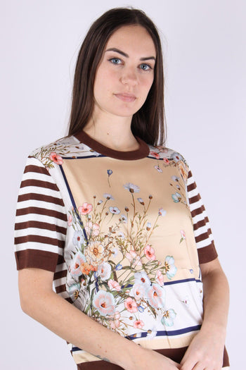 Maglia Riga Manica Corta Foulard/bisco - 3