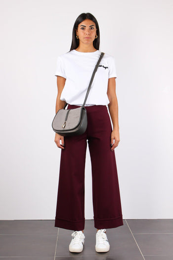 Pantalone Cropped Risvolto Bordeaux - 5