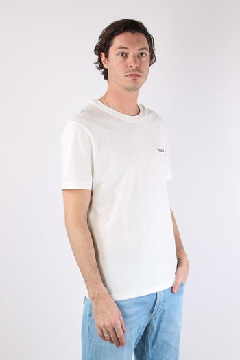T-shirt Cotone Fiammato Logo Patch Alabastro - 7