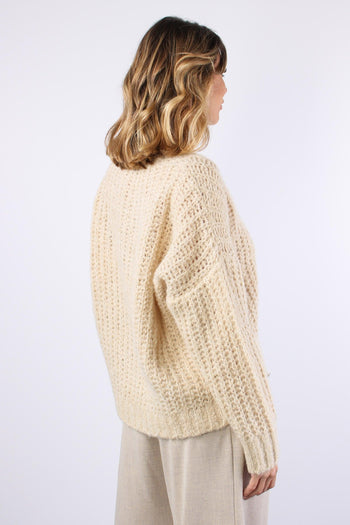 Maglia Misto Mohair Patch Orso Beige - 6