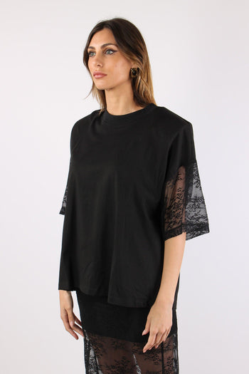 T-shirt M/m Spalline Pizzo Nero - 3