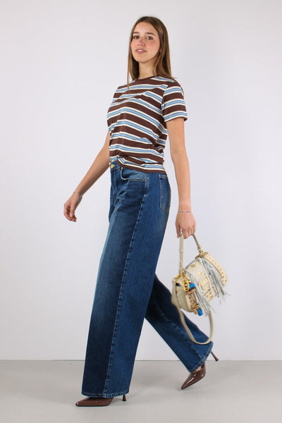 Jeans Banda Contrasto Blu