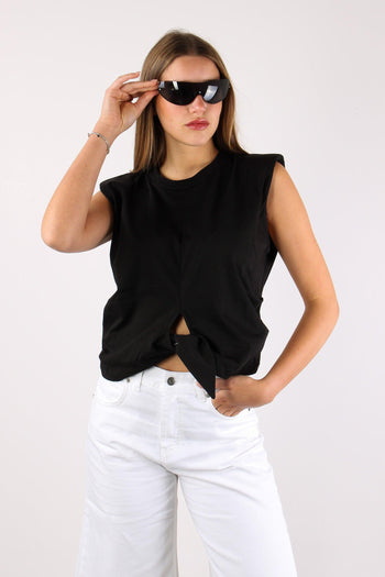 T-shirt Nodo Spalline Nero - 2