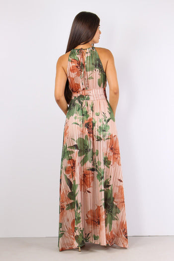 Abito Fantasia Fiori Lurex Pesca - 3