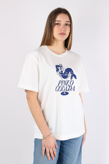 Strepitoso T-shirt Stampa Cola Bianco/blu - 4