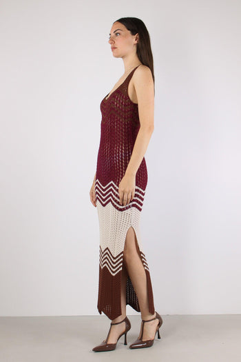 Abito Lungo Chevron Bordeaux - 4