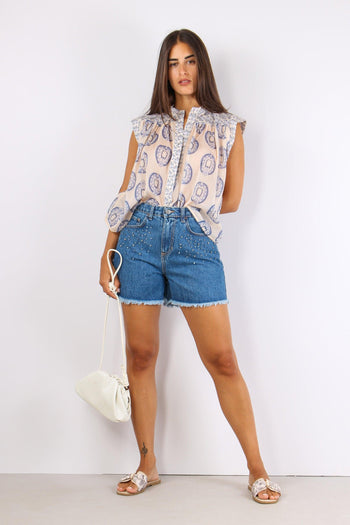 Short Denim Strass Borchie Denim - 5