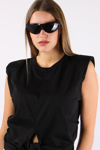 T-shirt Nodo Spalline Nero - 5