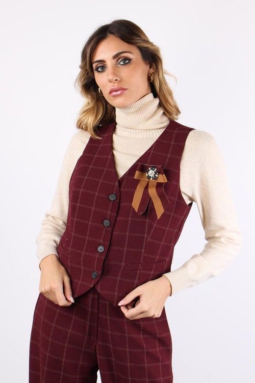 Gilet Quadro Spilla Bordeaux - 2