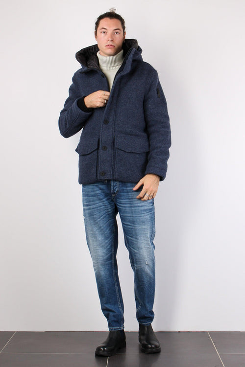 Cappotto Lana Boucle Navy Blue - 2