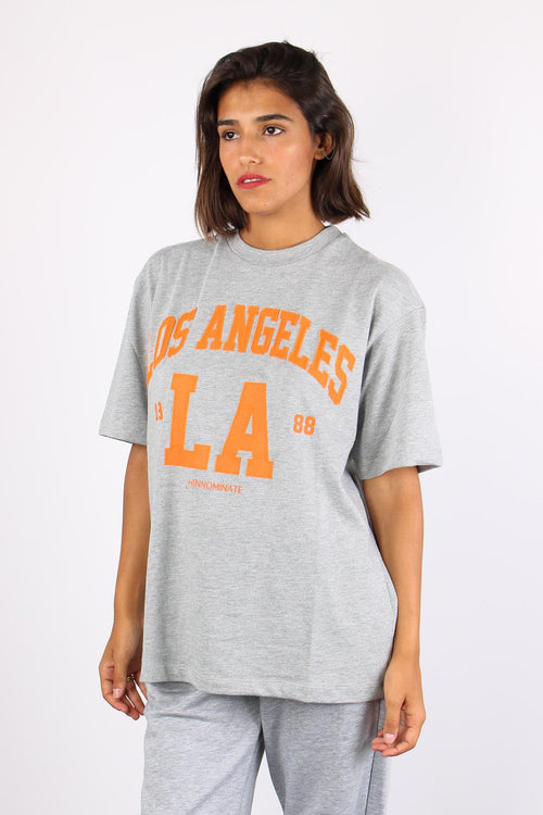 T-shirt Over Los Angeles Grigio Melange - 2