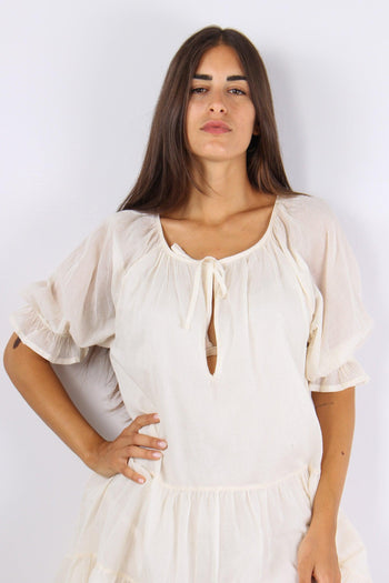 Abito Balze Voile Panna - 7