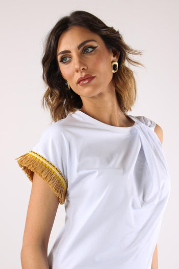 T-shirt Nodo Passamaneria Manica Bianco - 3