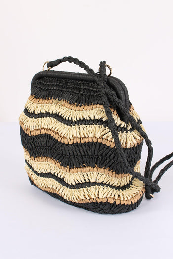 Pochette Paglia Rigida Riga Nero - 5