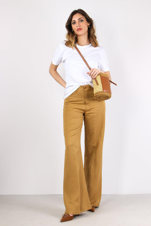 T-shirt Ricamo Collo Bianco