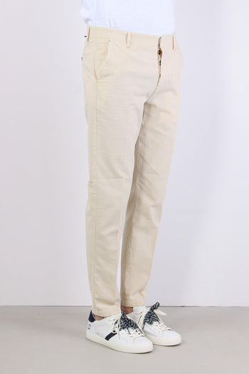 Pantalone Chino Misto Lino Panna - 3