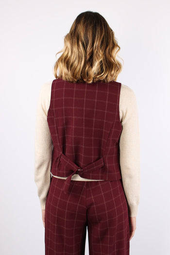 Gilet Quadro Spilla Bordeaux - 3