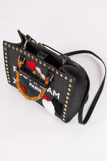 Mini Shopping Patch Manico Bam Denim Black - 6