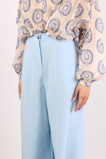 Pantalone Palazzo Misto Viscos Polvere - 7