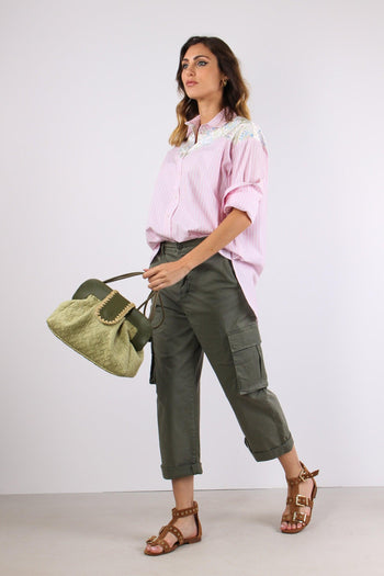 Camicia Riga Inserto Fantasia Bianco/rosa - 5