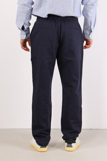 Pantalone Lino Elastico Navy Blue - 4