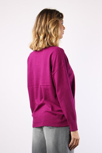 Maglia Over Collo Alto Magenta - 5