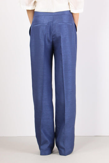 Pantalone Dritto Shantung Cerul - 4