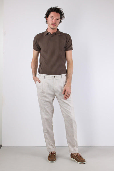 Orzo Pantalone Misto Lino Sabbia
