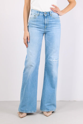Amber Denim Palazzo Rotture Denim Chiaro - 2