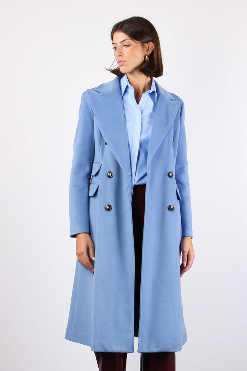 Cappotto Lungo Sfiancato Azzurro Polvere - 2