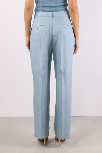 Malizia Pantalone Dritto Lino Azzurro - 4