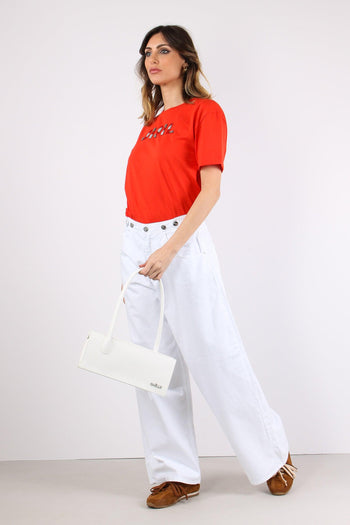 Denim Palazzo Bottoni Bianco - 5