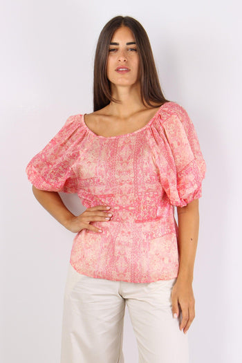 Top Manica Ampia Fantasia Fucsia - 2