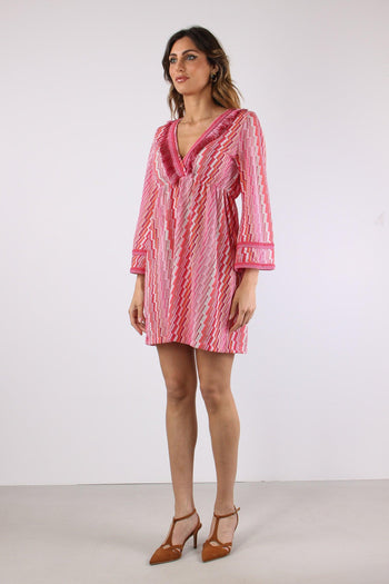 Abito Corto Frange Electric Fuxia - 3